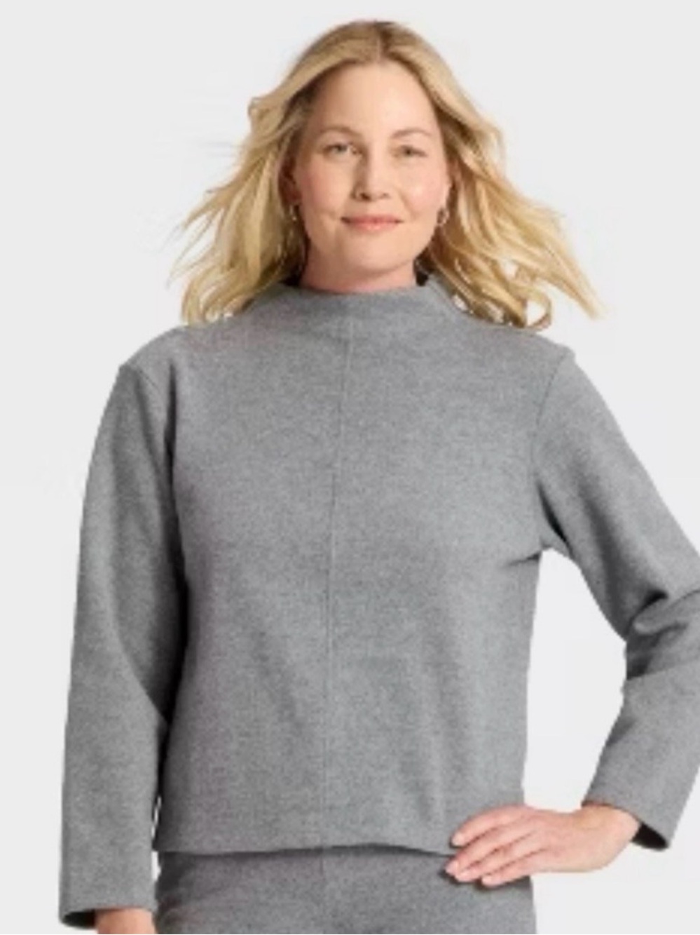 NWT Women’s A New Day Grey Brushed Mock-Neck Sweater Cozy Casual Sz S